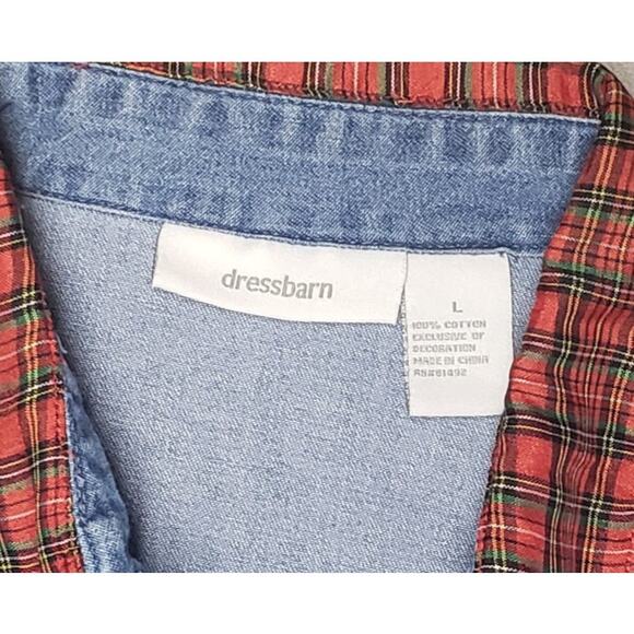 Dressbarn Holiday Top Womens Large Light Blue Button Down Snowman Festive Collar - Picture 4 of 10